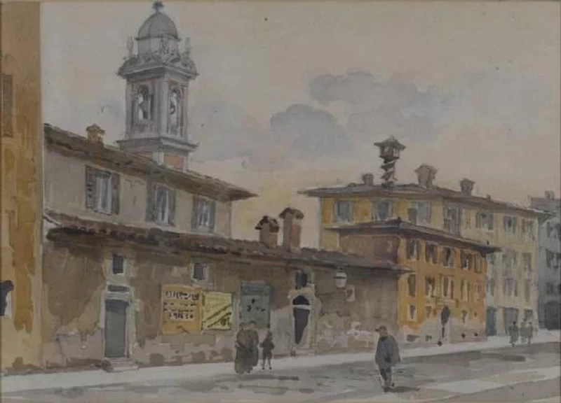 Via Laghetto - campanile di S. Stefano, 1890, 1910, Civiche Raccolte Storiche. Museo di Milano